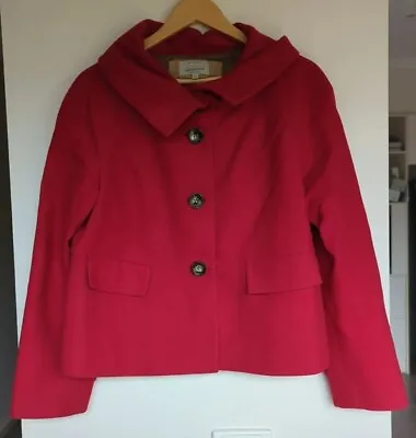 Veronika Maine Cropped Red Wool Cashmere Blend Jacket Size 14 • $69