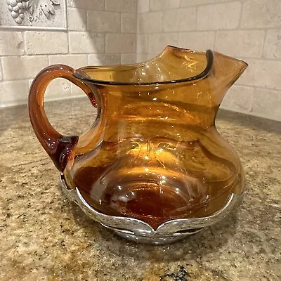 $35 • Buy Vintage Farber Bros & CAMBRIDGE Amber Glass Krome Kraft Creamer