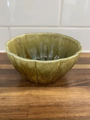 Vintage California Pottery Bowl Dish Green & Brown Glaze 1960's MCM Ceramic 6 In • $16.24