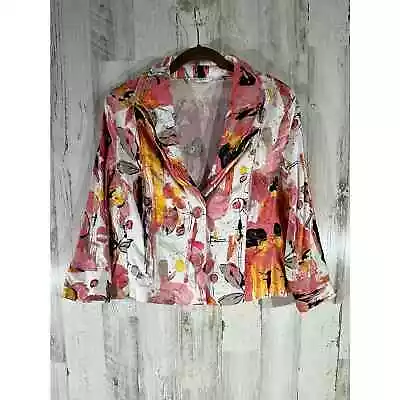 Erin London Blazer Size PL Petite Large Pink Floral Watercolor Wire Collar  • $20.98