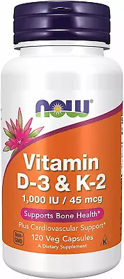 Now Foods Vitamin D-3 & K-2 120 VEG CAPSULES BONE & HEART HEALTH • $59.90