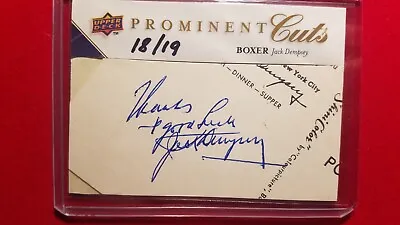 JACK DEMPSEY 2009 UD Prominent Cuts AUTO Boxing Legends Cut Autograph SSP 18/19 • $1350