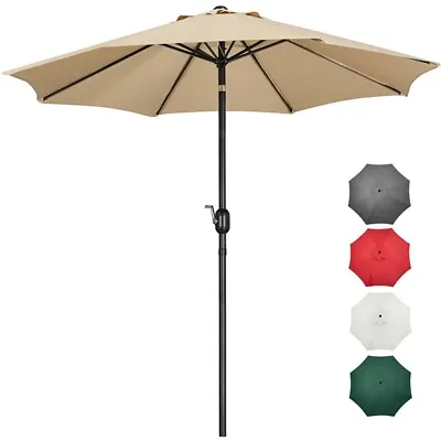 Garden Parasol Patio Table Umbrella Outdoor Sun Umbrella With Crank Handle 2.7M • £43.89