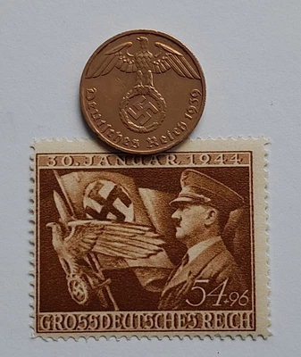 £6.99 • Buy Third Reich World War 2 Coin And Hitler Stamp Set, Military History Memorabilia