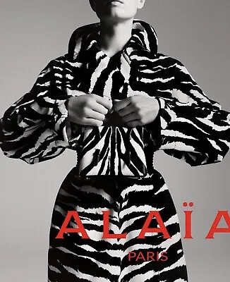 ALAIA Belted Leather-trimmed Zebra-print Denim Trench Coat Size 36/8 BNWT • £800