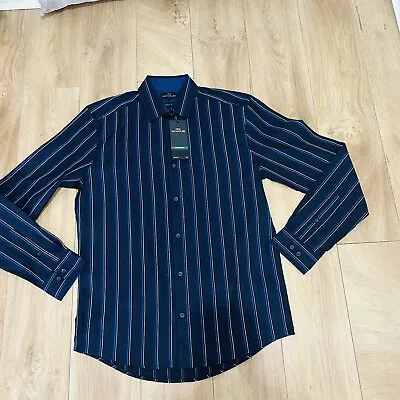 Men’s Next Signature Regular Size S Navy Blue Pin Stripe Shirt Chest 36-38” Long • £9.99