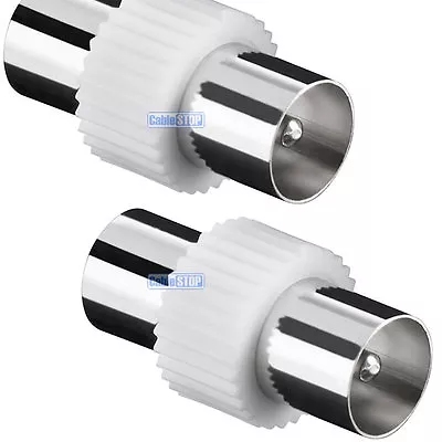 2 X TV Aerial Lead COUPLER Male To Male COAX Connector COAXIAL Adapter TWIN PACK • £2.67