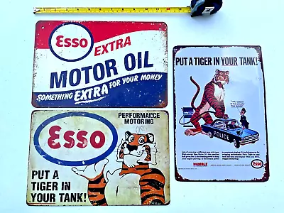 Esso Oil Tin Sign Sign Esso Extra Motor Oil Gas Station Sign Exxon Metal Vintage • $11.95