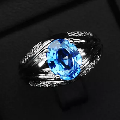 Striking Light Blue Zircon 2.80Ct 925 Sterling Silver Handmade Rings Size 6.75 • $24.99