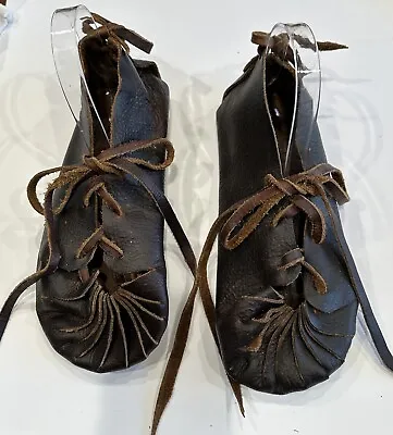 Handmade Leather Viking Medieval Celtic Or Renaissance Gillies  Sandals Sz 38/39 • $59.99