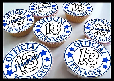 £8 • Buy Official Teenager 13 Personalised Edible Cupcake Toppers