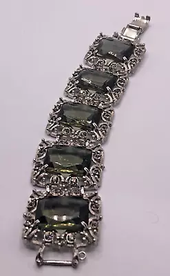 Sarah Coventry Silver Tone Smokey Quartz Look Bracelet • $14.99