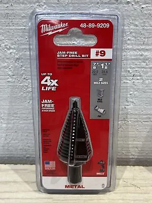 Milwaukee 48-89-9209 Jam Free Step Drill Bit #9 7/8”-1 1/8” NEW + Free Shipping • $18.95