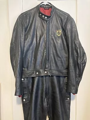 Vintage Harro 2 Piece Black Leather Motorcycle Riding Suit Germany US 42 (34x29) • $250