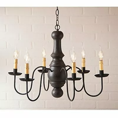 Primitive Country Farmhouse Colonial Maple Glenn Wood Chandelier American Black • $449.96