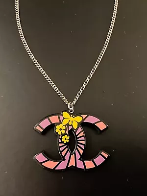 Chanel Black/purple/pink Acrylic Necklace With Yellow Daisy And Butterly Motif • £120