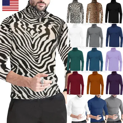 $6.79 • Buy Men Basic Thermal Turtleneck Slim Fit T Shirt Long Sleeve Casual Pullover Shirts