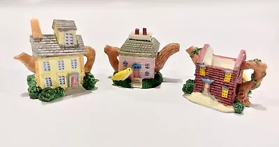 Lot Of 3 Miniature Resin Decorative Birdhouse Teapots Removable Top #1 2 7 • $7.95