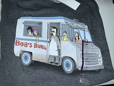 NEW Mens Bob's Burgers Athletic Fit Graphic Crewneck T-Shirt Charcoal Heather XL • $11.99