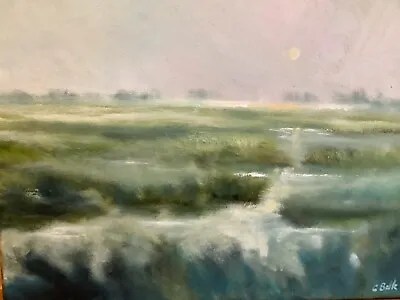 New Original Signed Oil Painting Realism LowCountry Tidal Creek Marsh Landscape  • $90