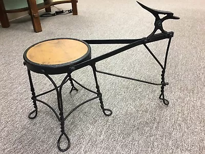 Antique Shoe Shine Stool Or Shoe Store Stool With Wooden Seat • $250