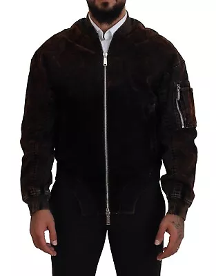 DSQUARED2 Jacket Brown Cotton Bomber Zipper Pocket Sleeves IT48/US38/M 1480usd • $739