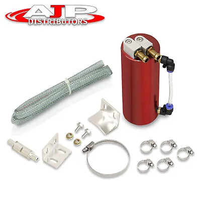 Universal Red Round Cylinder Turbo Oil Catch Can Tank Engine Upgrade 350ML Kit • $17.99