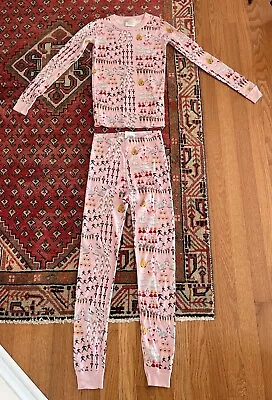 Hanna Andersson 12 Days Of Christmas Pajama Set Kids Size 10 140 Pink Long Slv • $29.97