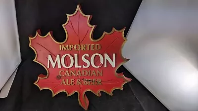 Imported Molson Canadian Ale Beer Maple Leaf Light Wood Wall Promo Man Cave Sign • $30.03