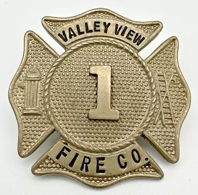 Vintage Fireman's Hat Badge - Valley View Fire Co. PA - Obsolete Maltese Cross • $29.95