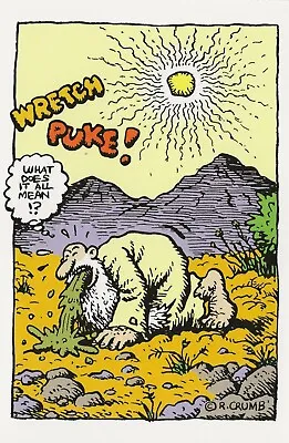 Postcard R. Crumb  Mr. Natural  #165  What Does It All Mean? (Wretch Puke!)  MNT • $4.99