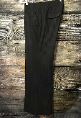 Michael Kors Millbrook Wide Leg Cuffed Black Pinstripe Dress Slacks Size 8 EUC.. • $16.99