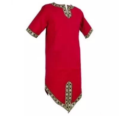 Mens (S) Medieval Tunic Half Sleeves - Red. Viking Pirates Reenactment Costume • £27.99