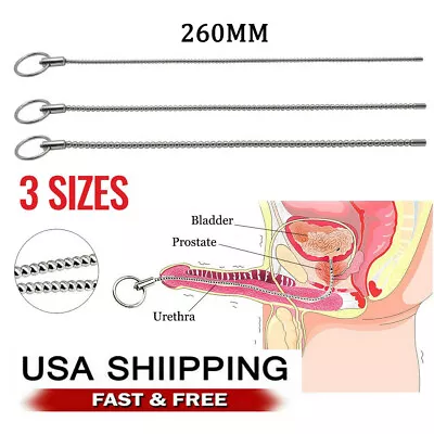 Male Stainless Steel Sounding Long Urethral Stretching Dilator Plug Bead For Men • $11.99