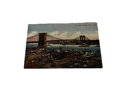 Brooklyn Bridge Postcard New York City Vintage Gorgeous Deep Colors.  UDB • $3.50