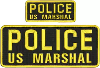 Police U S  Marshal Emb Patch 4x10 And 2x5 Hook On Back Black/gold • $15.99