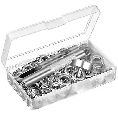 UUBAAR 100 Sets Grommet Kit Thickened Grommets Eyelets 1/4 Inch Silver Metal • $11.69