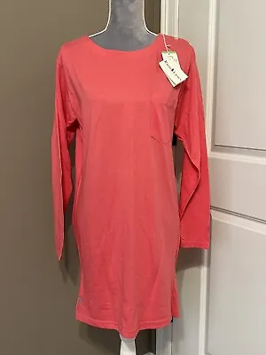 NWT RALPH LAUREN Vintage Women’s Sz. MEDIUM Coral T SHIRT Maxi DRESS Pocket • $37.55