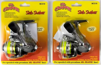 (lot Of 2) Mr Crappie Slab Shaker Mcs50 5.0:1 Spinning Reel Clam Pack • $45