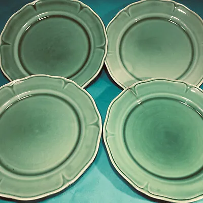 Vintage SET OF 4 Green Petalware ART DECO Plate Mt Clemens Pottery Co MCPCO 7.5  • $30