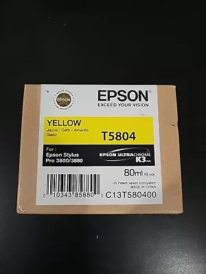 New Sealed Exp 10-2018 Genuine Epson Pro 3800 3880 Yellow K3 Ink T5804 SEE PICS  • $54.95