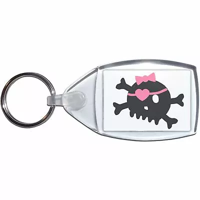 £3.49 • Buy White Skull With Bow - Clear Plastic Key Ring Size Choice New