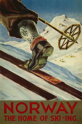 366642 Winter Sports Ski Home Norway Snow Vintage Art Decor Print Poster • $29.95