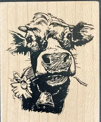 Inkadinkado Cow Selfie Red Rubber Wood Mounted Stamp • $12.95