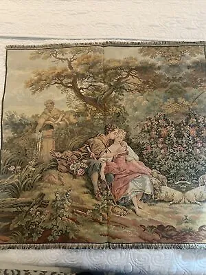 Vintage Garden Romantic Music Scene Tapestry Made In Italy • $45