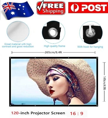 $32.99 • Buy 120 Foldable Portable Outdoor Projector Screen Home Movie Cinema Theater 16:9 HD