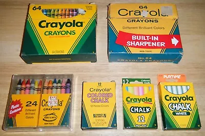 Classic Vintage Crayola 6 Pack Lot: 3 Crayon & 3 Chalk (149 Crayons & 34 Chalks) • $15.95