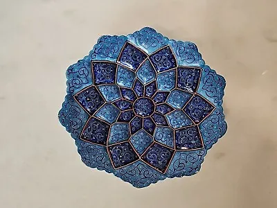 Persian Minakari Copper Enamel Hand Painted Mandala Wall Hanging  Plate 6.25”  • $29.99