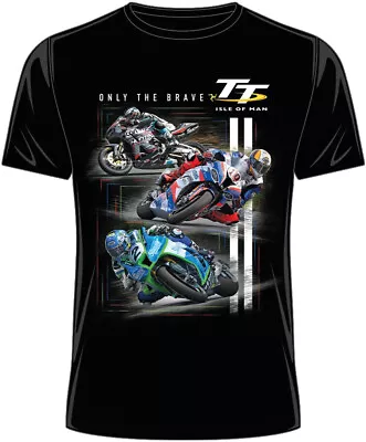 £15.89 • Buy T-Shirt IOM TT Motorcycle Races Bike Isle Of Man NEW! Brave Black Tee