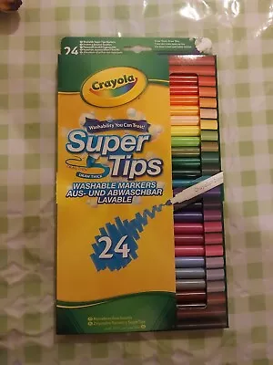 CRAYOLA Supertips Washable Markers Felt Tip Pens In Assorted Colours Pack Of 24 • £7.99